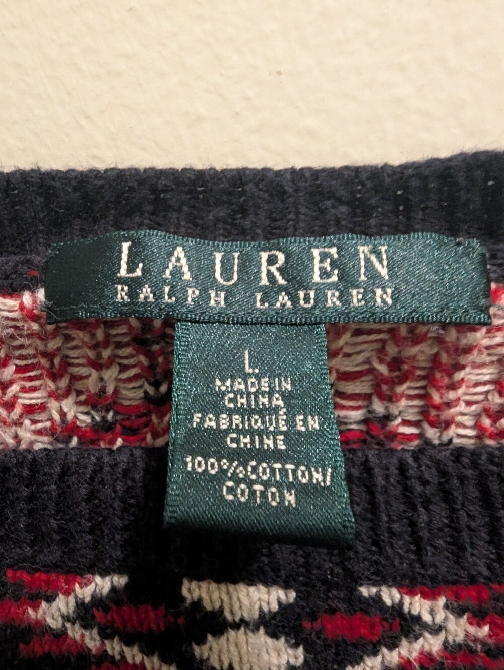 Ralph Lauren Black Aztec-Pattern Tunic Sweater w/ Red Accents Long Sleeves- L - Picture 10 of 15